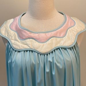 Vintage I. Magnin-Bill Tice Blue, Pink and White Long Nightgown.